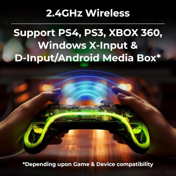 ZEBRONICS MAX LINK + Wireless Gamepad, Dual motors Haptic feedback, Built-in rechargeable battery, RGB light, Plug & play, Supports (Windows | Android | PS3 | PS4 | XBOX 360) - Image 4