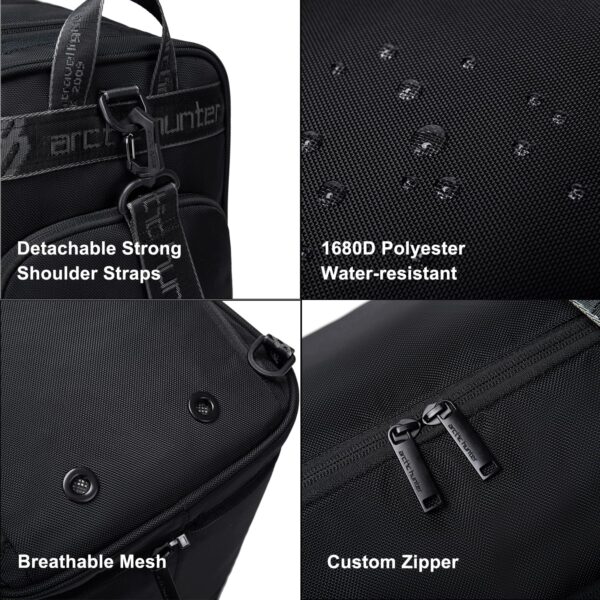 Arctic Hunter Travel Duffle Bag for Men 40L Foldable Hand Bag with Shoes Compartment 1680D Polyester Water/Wear Resistant Cabin Duffel Bag with Multiple Pockets for Weekend Travel Office, Black - Image 7