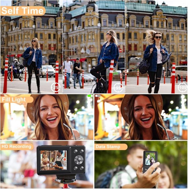 DIVINE Digital Camera 4K 48MP Kids Camera, Dual Screen & Autofocus Point and Shoot Digital Cameras with 64GB SD Card, 16X Zoom, Built-in Batteries (DDC-75) - Image 8