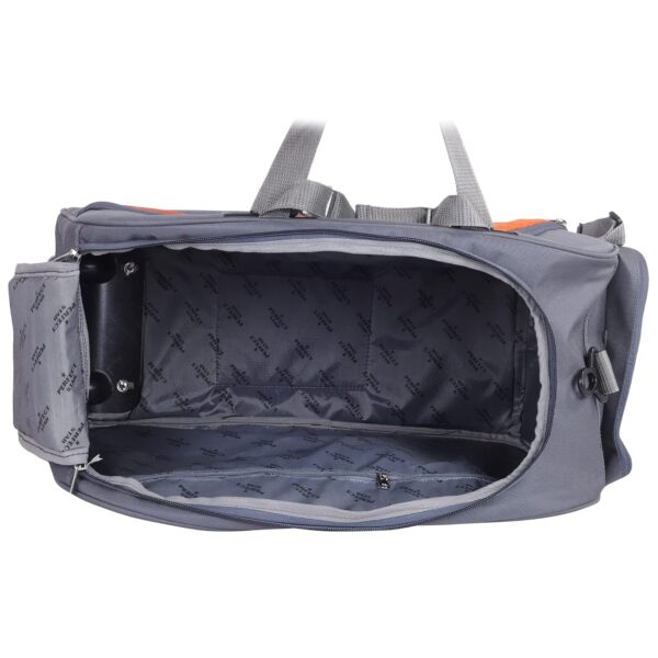 70 Litre Travel Duffle Bags for Luggage Bags for Travelling Bag Men and Women for Light Weight Trolley Polyester Soft Material Water Resistant with 2 Wheels (Grey Orange) - Image 3