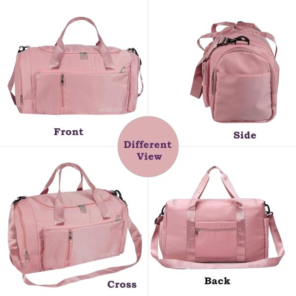 Storite Nylon 52 Cm Multi Purpose Travel Duffle Bag for Women with Dry and Wet Separate Pocket, Lightweight Waterproof Backpack Carry Luggage Bag with Shoe Compartment (Pink, 52 x 23 x 25 cm) - Image 8