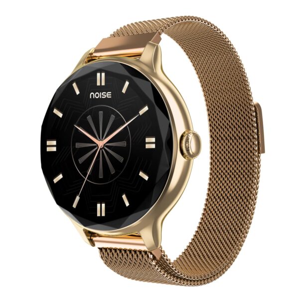 Noise Diva Smartwatch with Diamond Cut dial, Glossy Metallic Finish, AMOLED Display, Mesh Metal and Leather Strap Options, 100+ Watch Faces, Female Cycle Tracker Smart Watch for Women (Gold Link) - Image 5