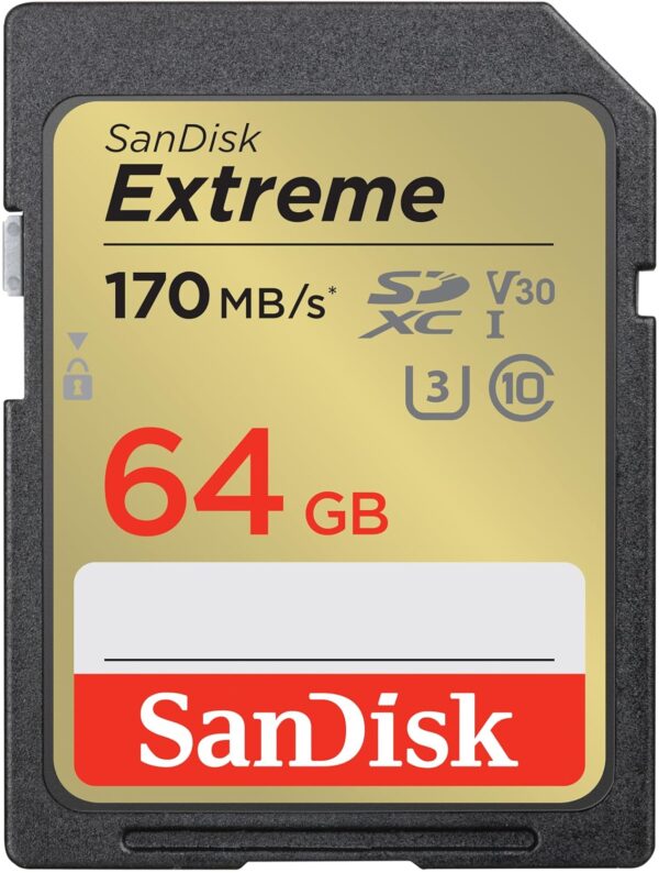 SanDisk Extreme SD UHS I 64GB Card for 4K Video for DSLR and Mirrorless Cameras 170MB/s Read & 80MB/s Write - Image 2