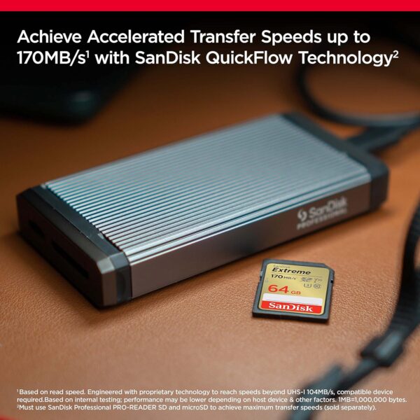 SanDisk Extreme SD UHS I 64GB Card for 4K Video for DSLR and Mirrorless Cameras 170MB/s Read & 80MB/s Write - Image 4