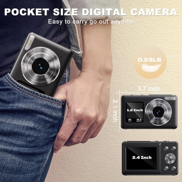 DIVINE Digital Camera 4K 48MP Kids Camera, Dual Screen & Autofocus Point and Shoot Digital Cameras with 64GB SD Card, 16X Zoom, Built-in Batteries (DDC-75) - Image 3