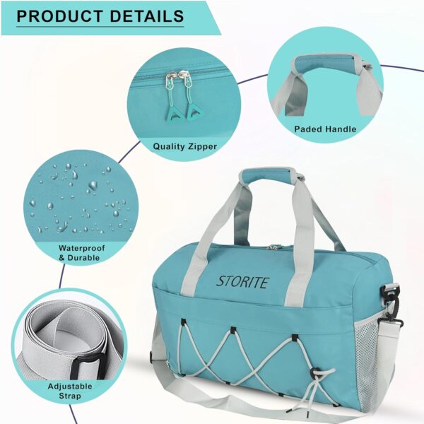 Storite Nylon 48.5 cms Travel Duffle Bag for Women Muti- Pocket Sports Shoulder Duffel Bag with Wet Pocket & Shoe Compartment Weekender Overnight Travel Luggage Garment Bag (Sea Blue) - Image 6