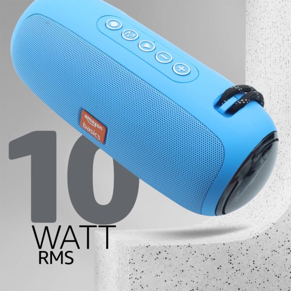 amazon basics B10 10W RMS Bluetooth Speaker with 2000 mAh Battery | Up to 8 hrs of Playback | RGB | Bluetooth 5.3, AUX in, USB & Micro SD Card Connectivity | Type-C Charging (Blue) - Image 3