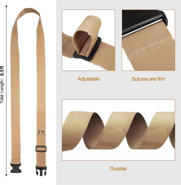 iCONY 2 Luggage Strap (2" X6.5FEET Color) + 1 ADD ON BAGAGGE Belt(1"X20" Black) with Quick Release Buckle Adjustable, Premium Accessory for Travel Bag Closure Bright Colors (3PACK, Gold) - Image 3