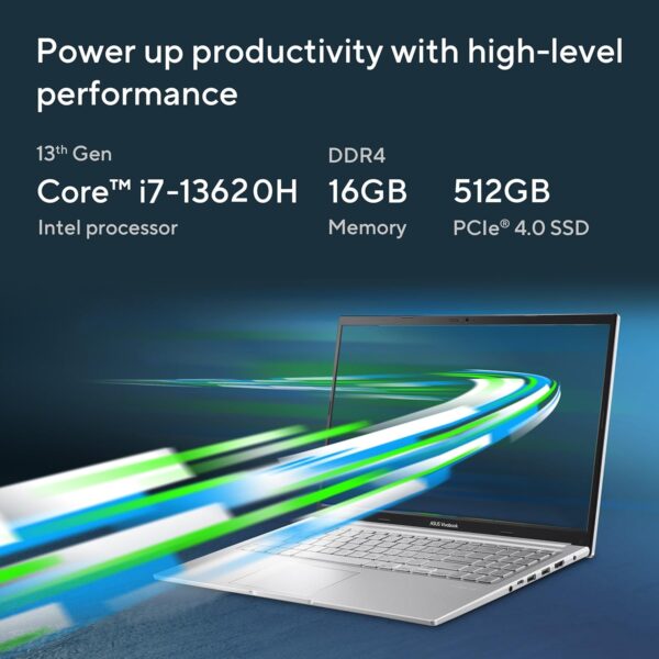 ASUS Vivobook 15,13th Gen,Intel Core i7-13620H(Intel UHD iGPU/16GB RAM/512GB SSD/FHD/15.6"/60Hz/Backlit Keyboard/Windows 11/M365 Basic (1Year)*/Office Home 2024/Cool Silver/1.70 kg) X1502VA-BQ837WS - Image 3
