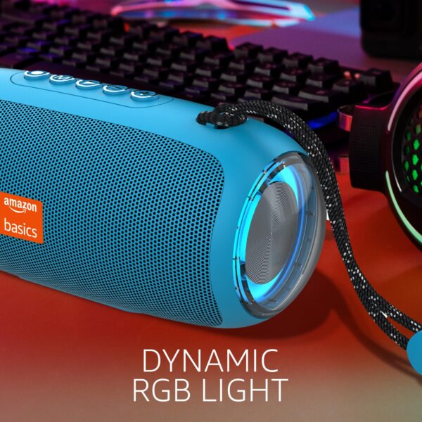 amazon basics B10 10W RMS Bluetooth Speaker with 2000 mAh Battery | Up to 8 hrs of Playback | RGB | Bluetooth 5.3, AUX in, USB & Micro SD Card Connectivity | Type-C Charging (Blue) - Image 7