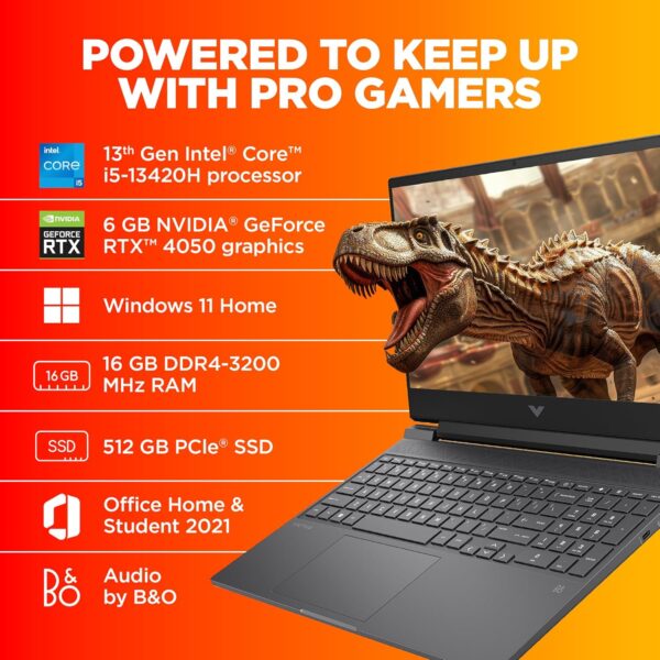 HP Victus, 13th Gen Intel Core i5-13420H, 6GB RTX 4050 Gaming Laptop (16GB DDR4, 512GB SSD) 144Hz, IPS, 15.6"/39.6cm, Flicker-Free, Win 11, Office 21, Mica Silver, 2.29kg, Enhanced Cooling, fa1319TX - Image 5