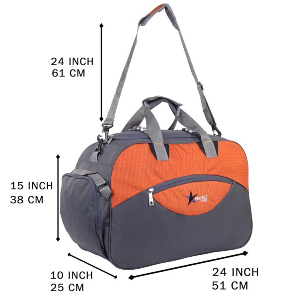 70 Litre Travel Duffle Bags for Luggage Bags for Travelling Bag Men and Women for Light Weight Trolley Polyester Soft Material Water Resistant with 2 Wheels (Grey Orange) - Image 6