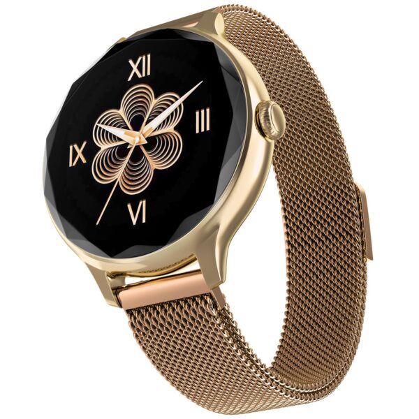 Noise Diva Smartwatch with Diamond Cut dial, Glossy Metallic Finish, AMOLED Display, Mesh Metal and Leather Strap Options, 100+ Watch Faces, Female Cycle Tracker Smart Watch for Women (Gold Link) - Image 2