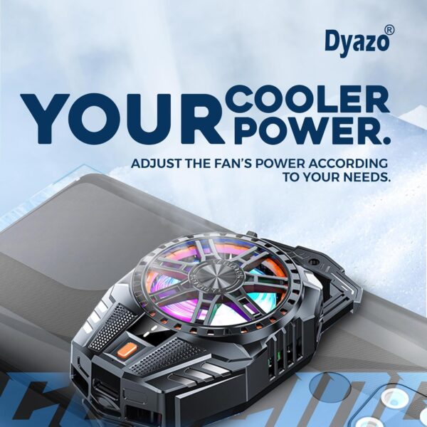 Dyazo Mobile Cooler | Phone Cooling Fan | Gaming cooler pad | For super-fast Refrigeration Chip & Temperature Display Compatible for Android & iPhones | Black - Image 3