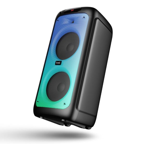 Boat Partypal 390 Speaker with 160 W Boat Signature Sound, Karaoke with 2 Mics Input, Up to 6 hrs Playtime, EQ Modes, TWS Mode, Bluetooth v5.3, AUX Port, & USB Type-C Port(Space Black) - Image 2