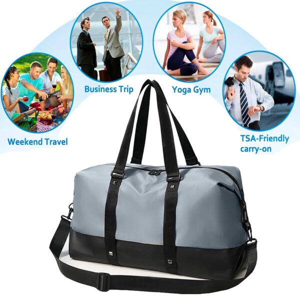 Storite Nylon 56 cms Travel Duffle Bag, Sports Shoulder Bag for Women with Wet Pocket Weekender Overnight Luggage Bag - (Blue/Black, 56 x 18 x 30 Cm) - Image 7