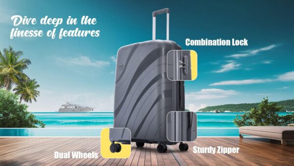 Skybags Polypropylene (Pp) Coastline 8W Str 5 Years Warranty 8 Wheel Luggage Set Of 3 Trolley Bags (56+65+76 Cm, Green, Hard, Spinner) - Image 4